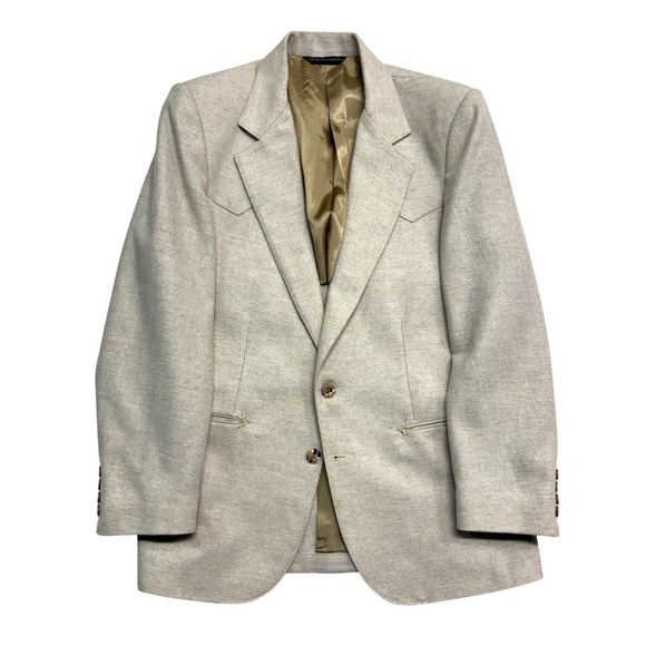 Tregos Western Other - vtg 70s Tregos Western 40R Beige Herringbone Tweed Blazer Jacket Sport Coat USA